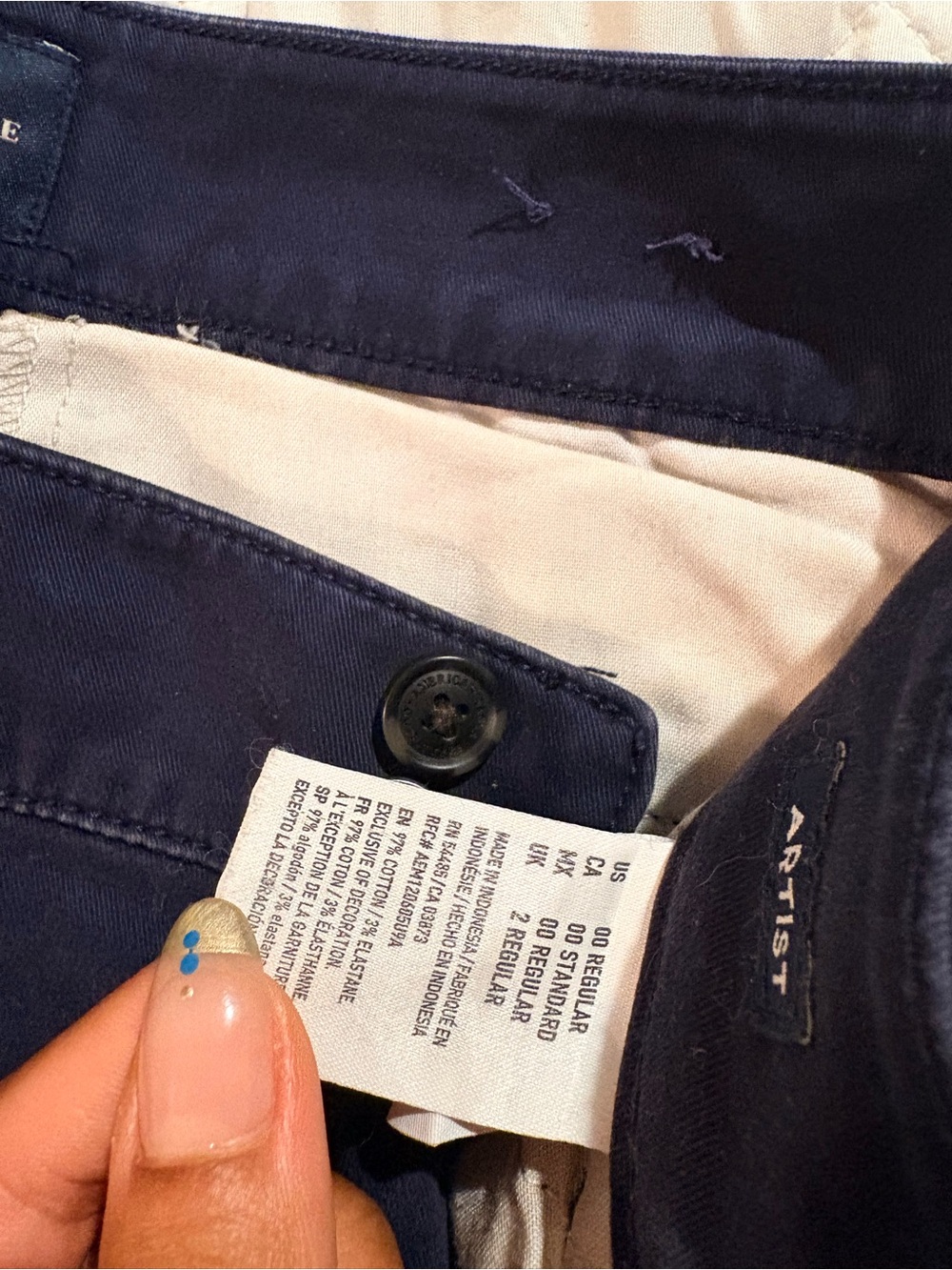LOW RISE WOMENS Navy Chino Pants - Picture 6 of 6